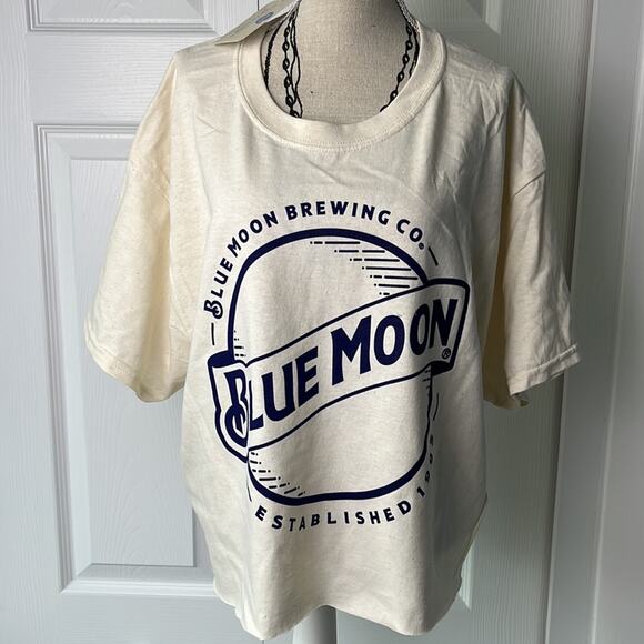 Blue Moon Crop Top Beige Cream Blue Large - Picture 2 of 8